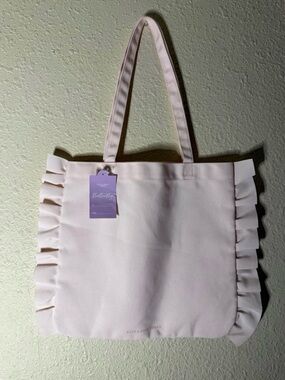 Pink Ruffle Canvas Tote